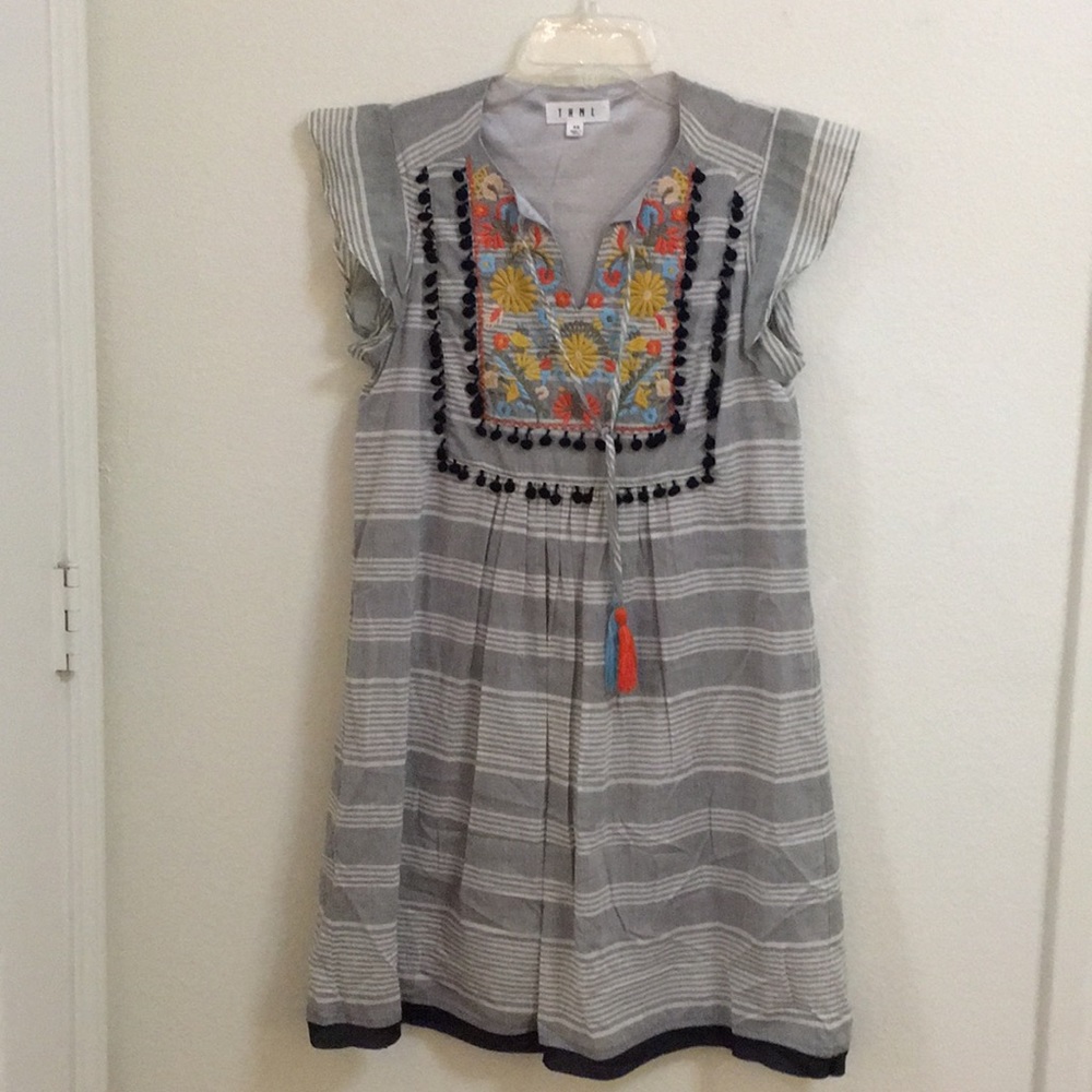 THML Striped Embroidered Dress